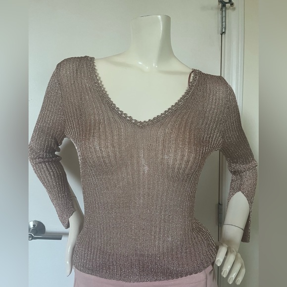 Topshop Metallic Rose Gold Top - Picture 2 of 9